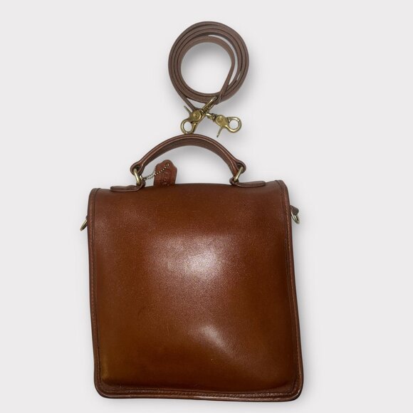 VTG Coach Station Bag 5130 British Tan Leather Brass Crossbody Satchel 90s USA - Picture 4 of 9